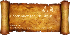 Landenberger Milán névjegykártya